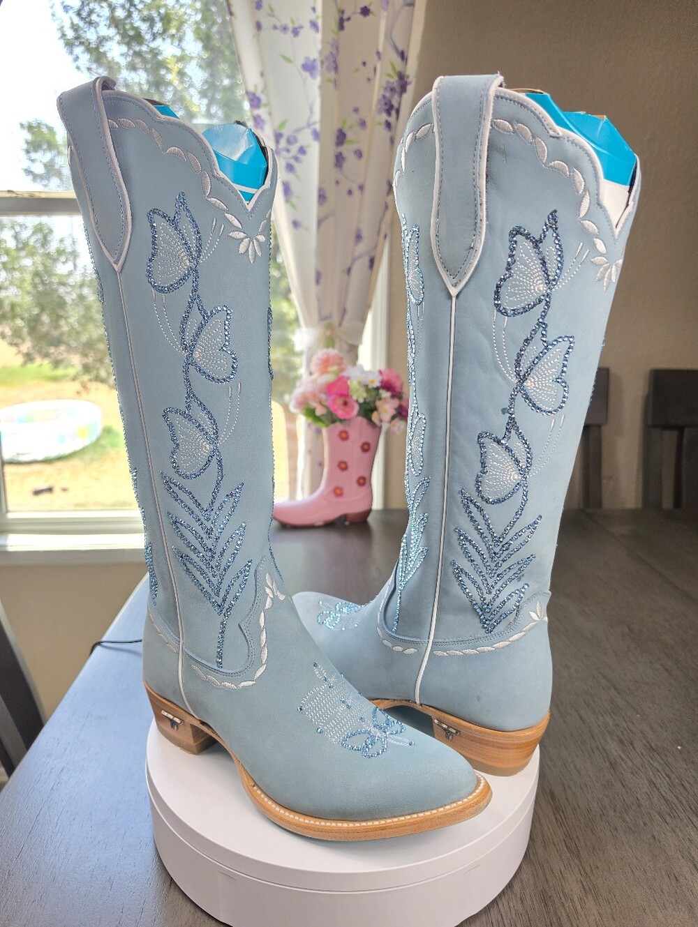 New LANE Sweet Memories Cowgirl Boots With SWAROVSKI CRYSTALS 7.5 - Picture 7 of 8